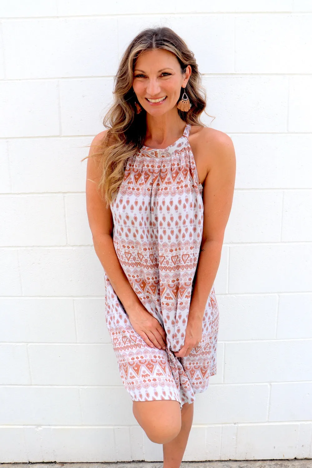 Tahiti Dress in Aztec Grey Taupe