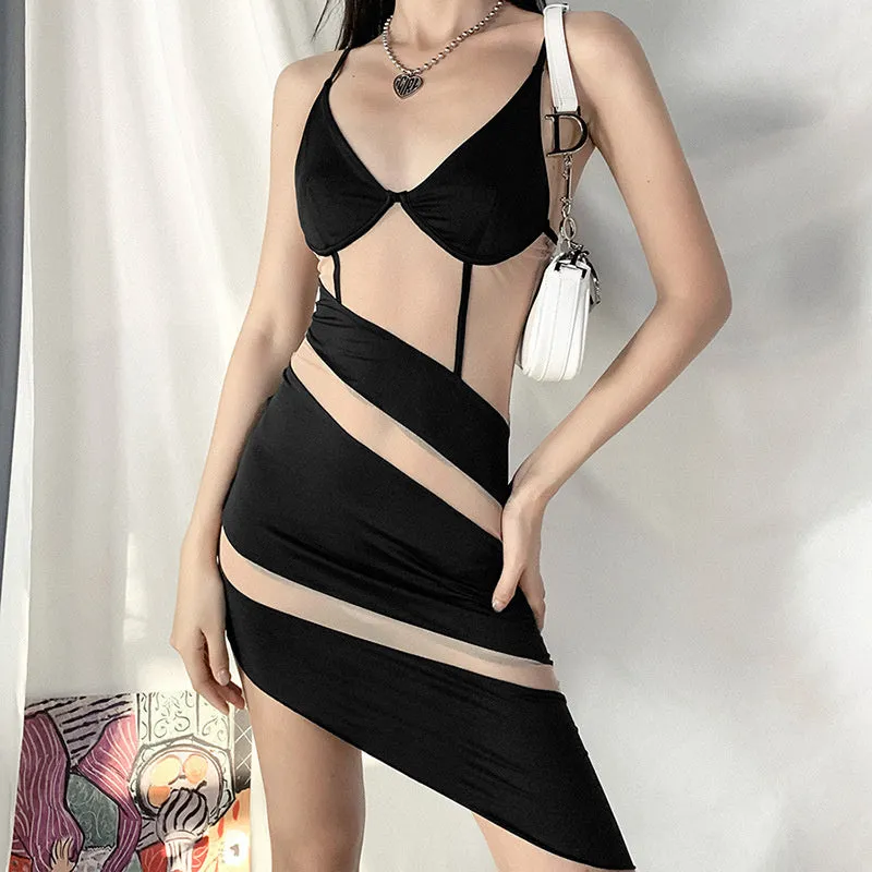 TastyHottie - Aria Patchwork See Through Sexy Mini Dress