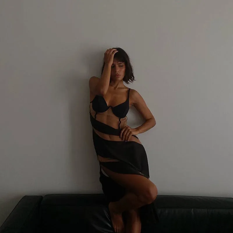 TastyHottie - Aria Patchwork See Through Sexy Mini Dress