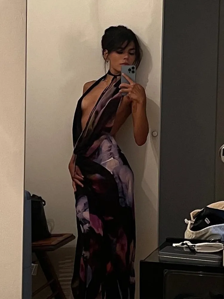 TastyHottie - Priscilla Print Mesh See Through Bodycon Maxi Dress