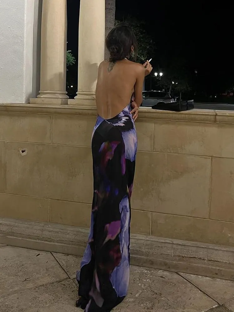 TastyHottie - Priscilla Print Mesh See Through Bodycon Maxi Dress