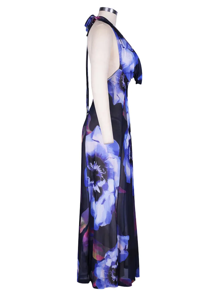 TastyHottie - Priscilla Print Mesh See Through Bodycon Maxi Dress