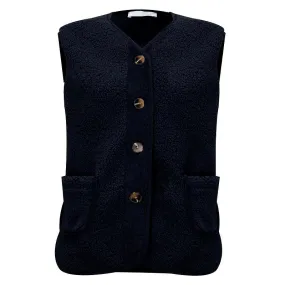 Teddy Warm Borg Gilet in Dark Navy
