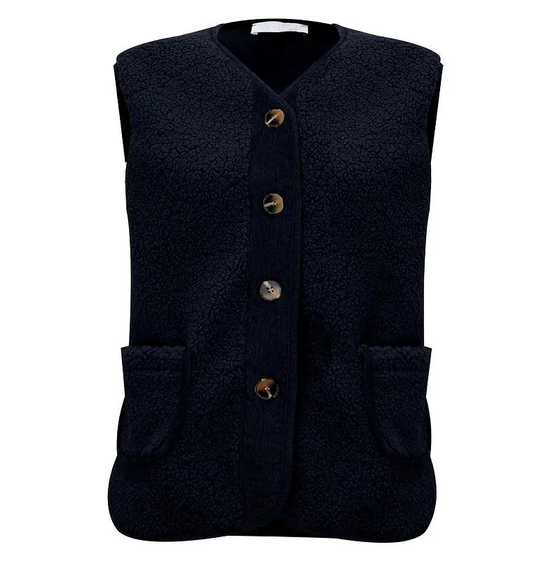 Teddy Warm Borg Gilet in Dark Navy