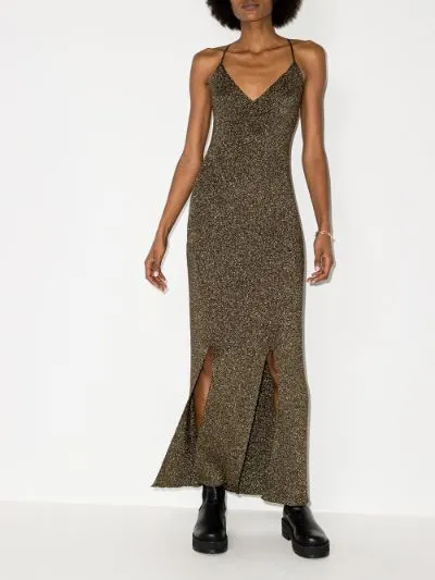 Tie-back lurex slip dress