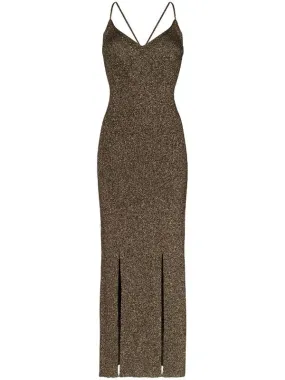 Tie-back lurex slip dress
