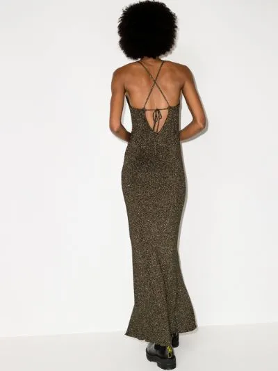 Tie-back lurex slip dress