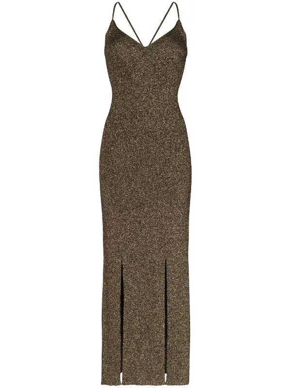 Tie-back lurex slip dress