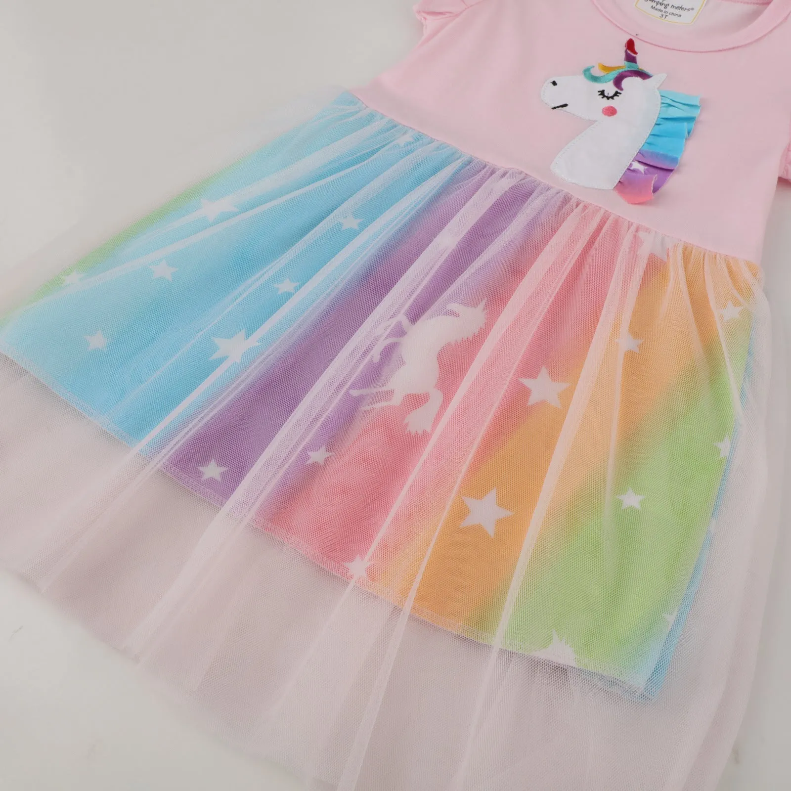 Toddler Girl's Short Sleeve Unicorn Design Dress