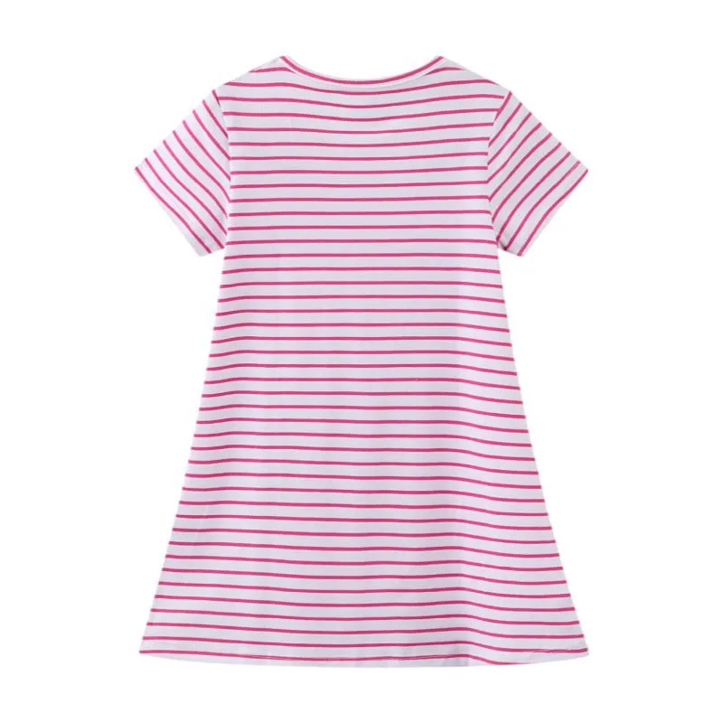 Toddler Girl's Striped Giraffe Print Dress