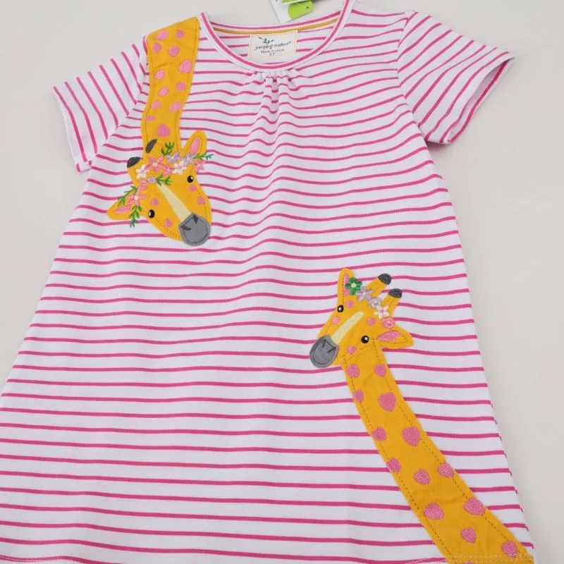 Toddler Girl's Striped Giraffe Print Dress