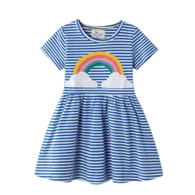 Toddler Girls Striped Rainbow Pattern Dress