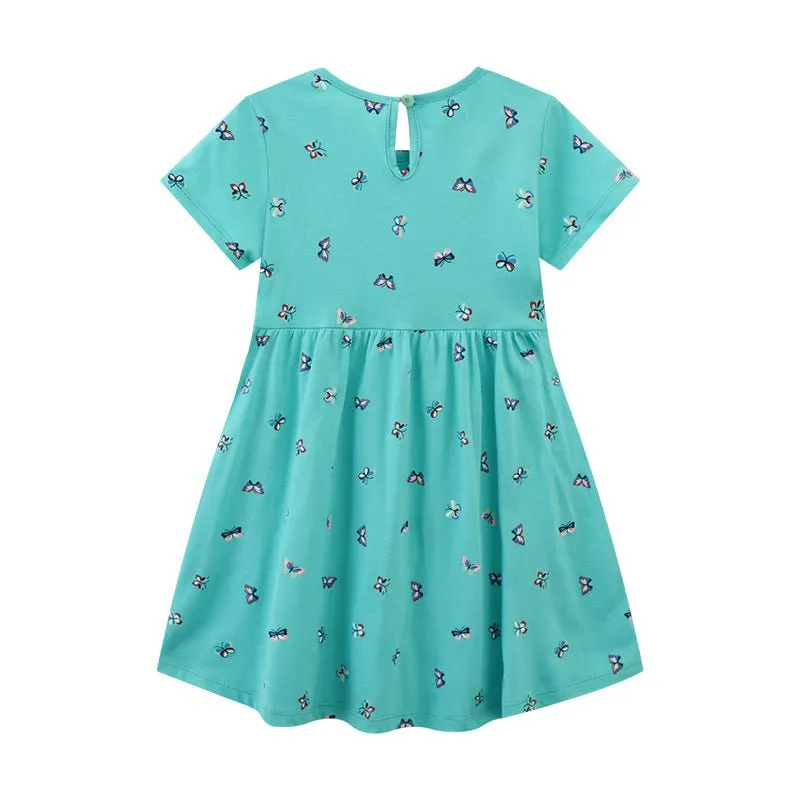 Toddler/Kid GIrl's Allover Butterfly Print Blue Dress