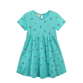 Toddler/Kid GIrl's Allover Butterfly Print Blue Dress