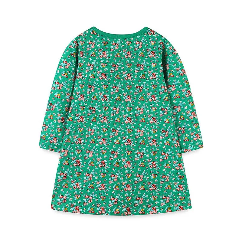 Toddler/Kid Girl's Allover Floral Print Green Dress