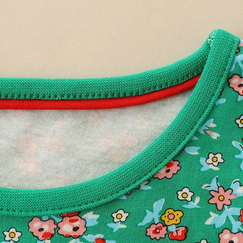 Toddler/Kid Girl's Allover Floral Print Green Dress