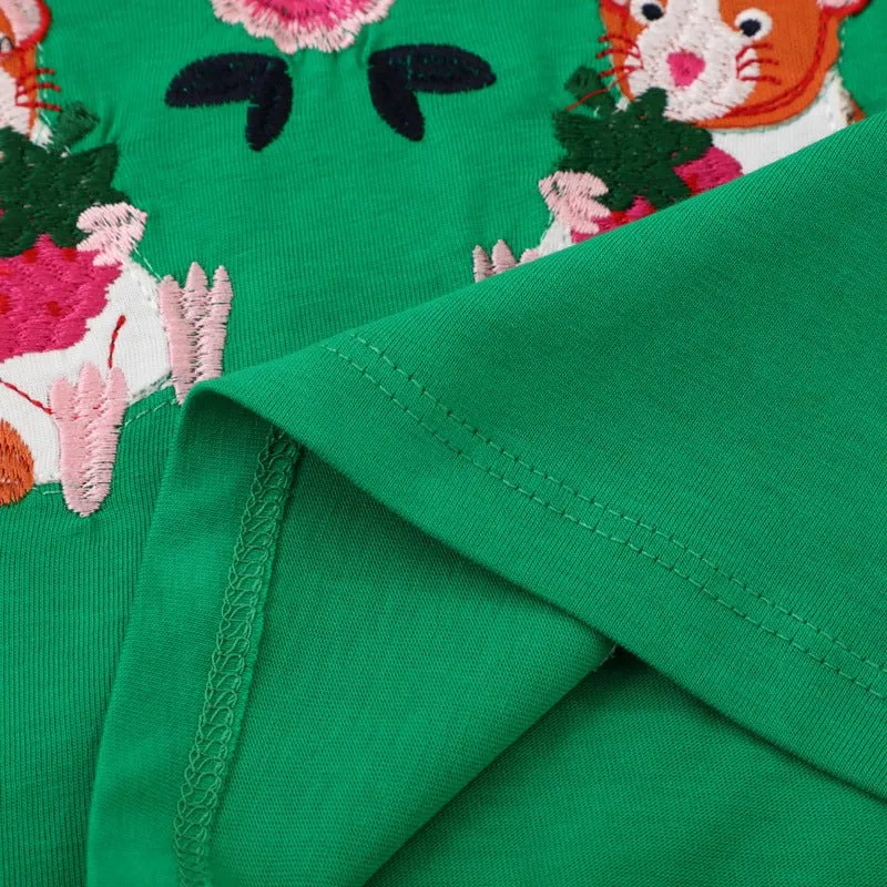 Toddler/Kid Girl's Animal Design Long Sleeve Green Dress