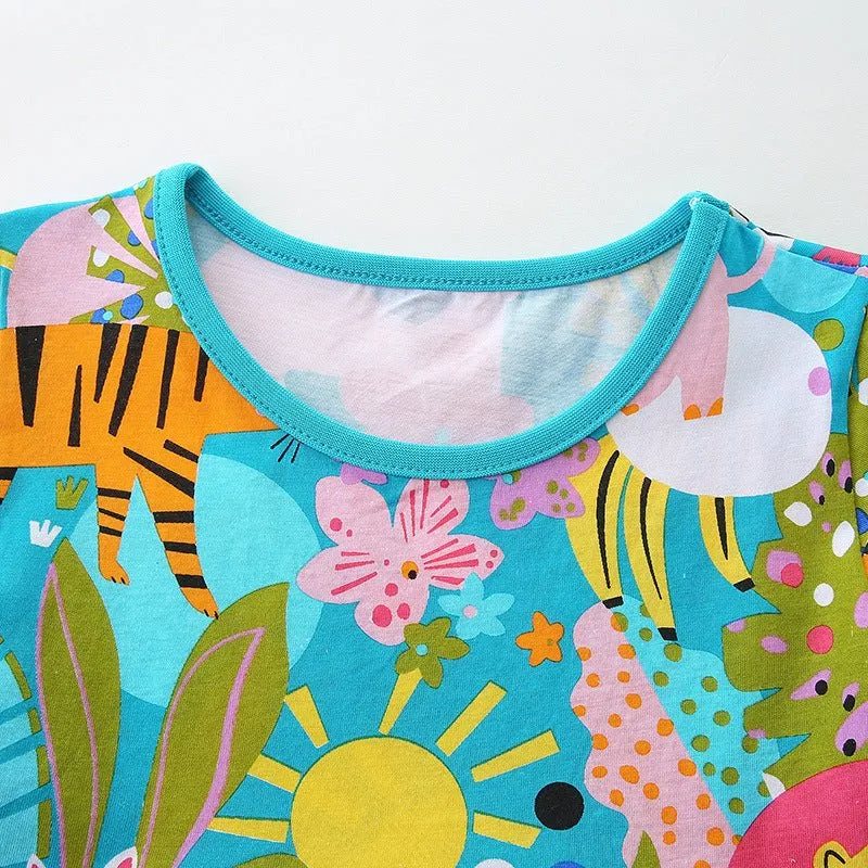 Toddler/Kid Girl's Animal with Flower Print Design Dress