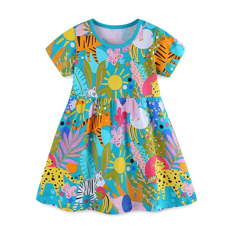 Toddler/Kid Girl's Animal with Flower Print Design Dress
