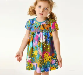 Toddler/Kid Girl's Animal with Flower Print Design Dress