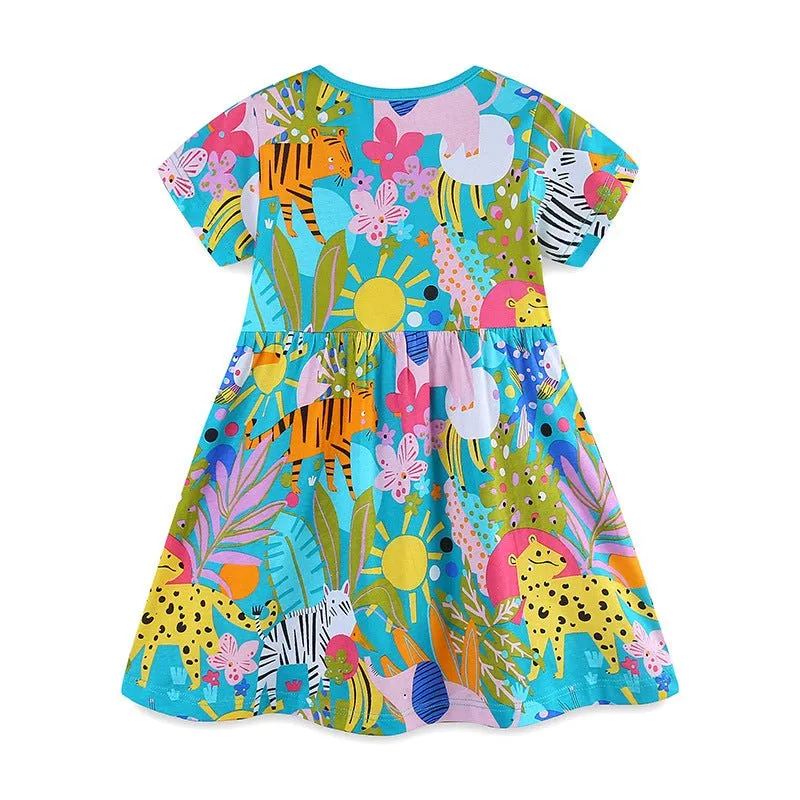 Toddler/Kid Girl's Animal with Flower Print Design Dress