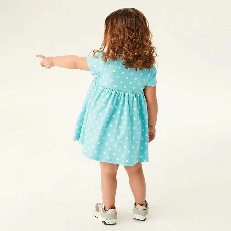 Toddler/Kid Girl's Blue Dress with Ice Cream Design