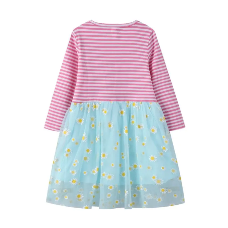 Toddler/Kid Girl's Bunny and Daisy Print Long Sleeve Dress
