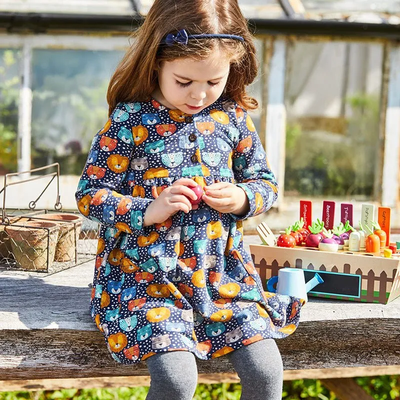 Toddler/Kid Girl's Cartoon Animal Print Design Long Sleeve Cotton Dress