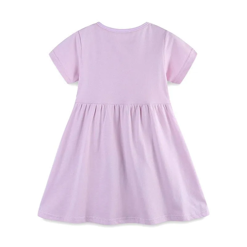 Toddler/Kid Girl's Cartoon Cloud with Rainbow Design Purple Dress