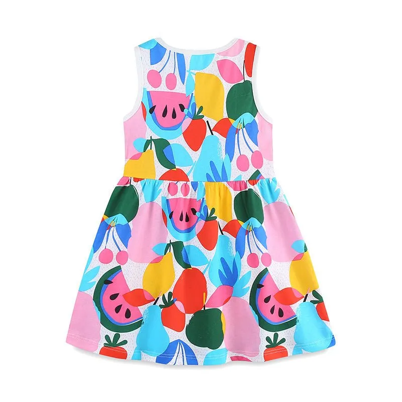 Toddler/Kid Girl's Colorful Fruit Print Design Dress