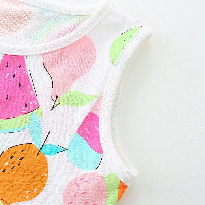 Toddler/Kid Girl's Colorful Fruit Print Sleeveless Dress