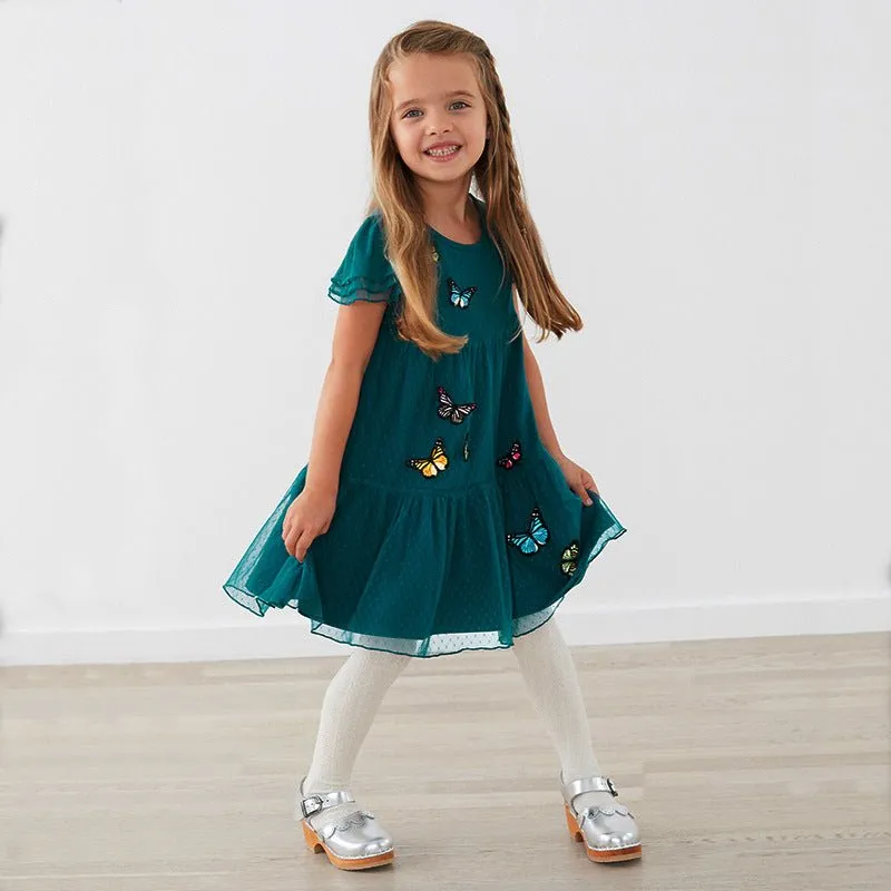 Toddler/Kid Girl's Embroidery Butterfly Print Dress