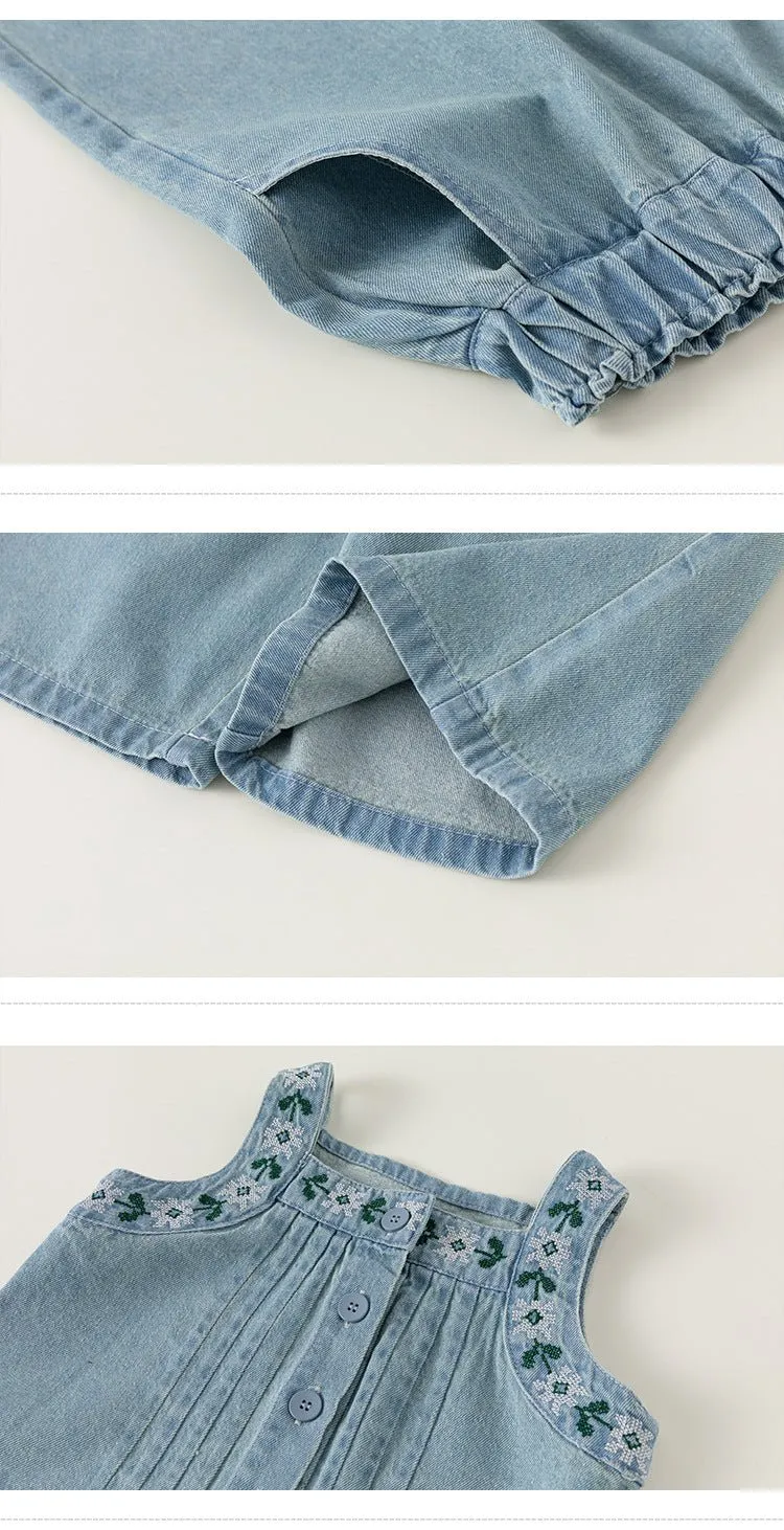 Toddler/Kid Girl's Fashion Denim Top with Pants Set
