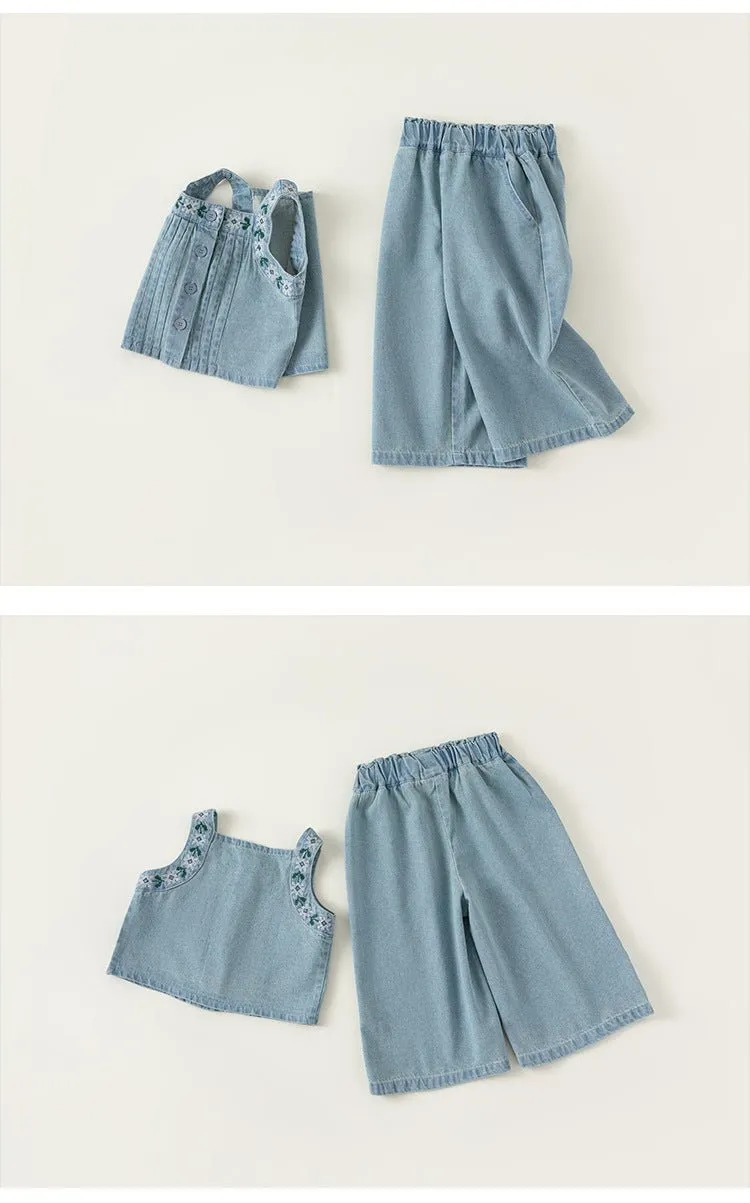 Toddler/Kid Girl's Fashion Denim Top with Pants Set