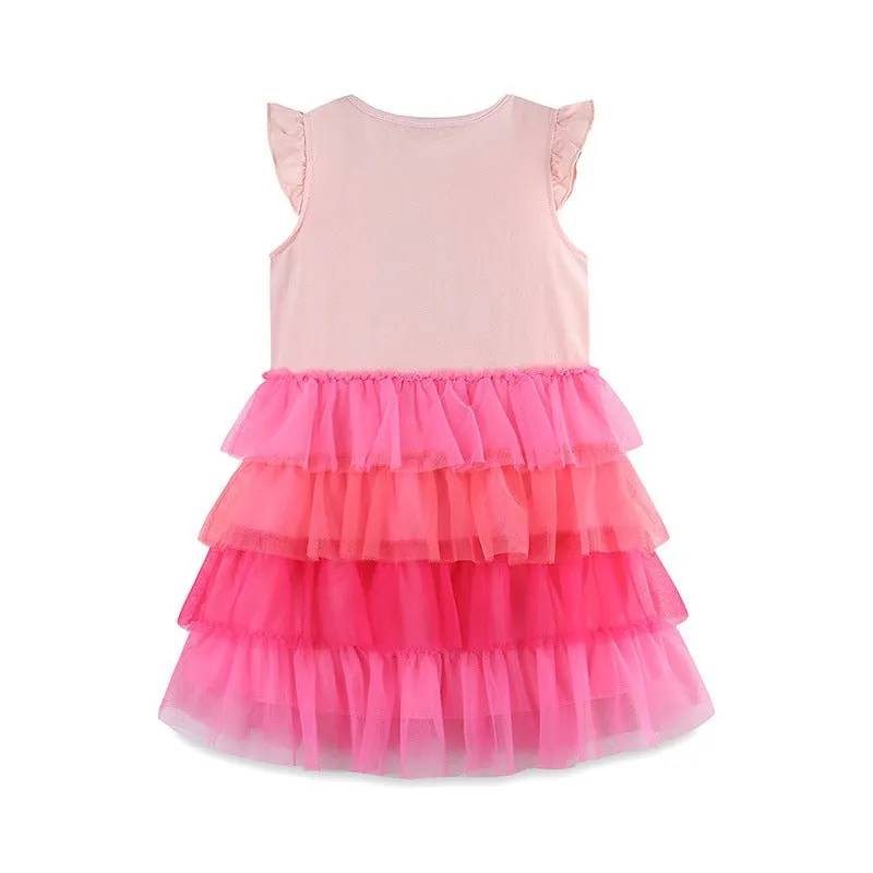 Toddler/Kid Girl's Flamingo Design Princess Pink Dress