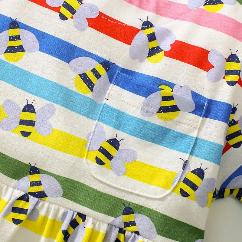 Toddler/Kid Girl's Honeybee Print Design Cotton Dress
