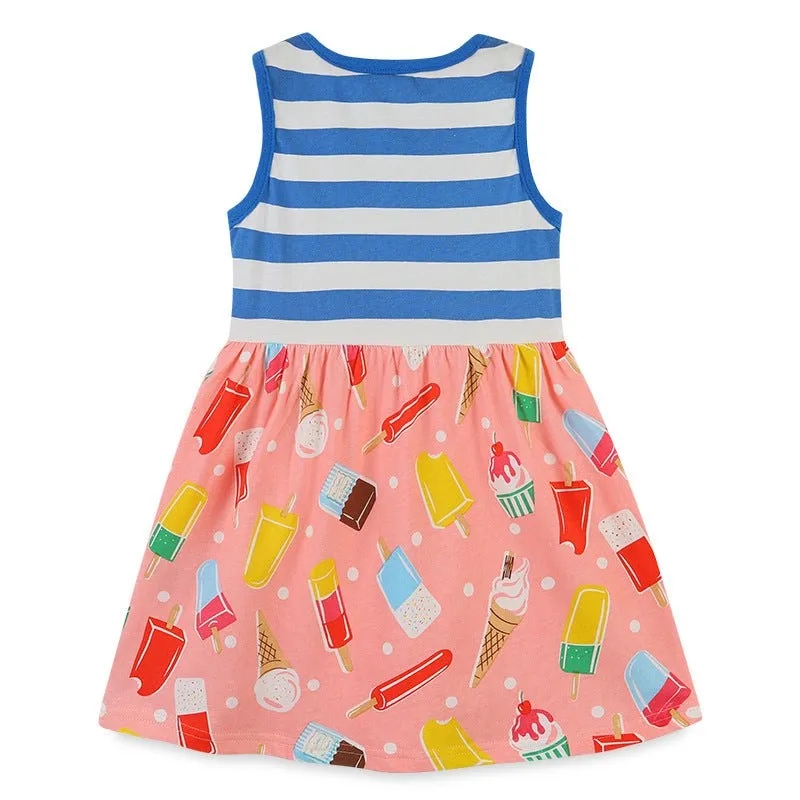 Toddler/Kid Girl's Ice Cream Print Sleeveless Dress