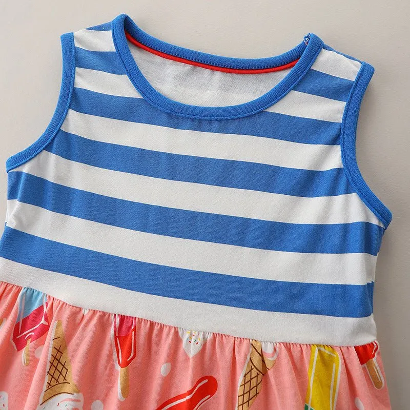 Toddler/Kid Girl's Ice Cream Print Sleeveless Dress