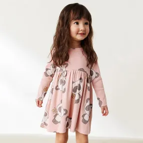 Toddler/Kid Girl's Long Sleeve Cartoon Panda Print Design Dress
