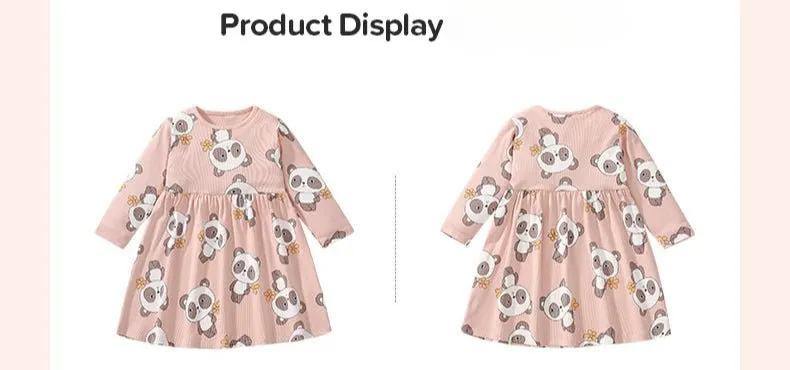 Toddler/Kid Girl's Long Sleeve Cartoon Panda Print Design Dress
