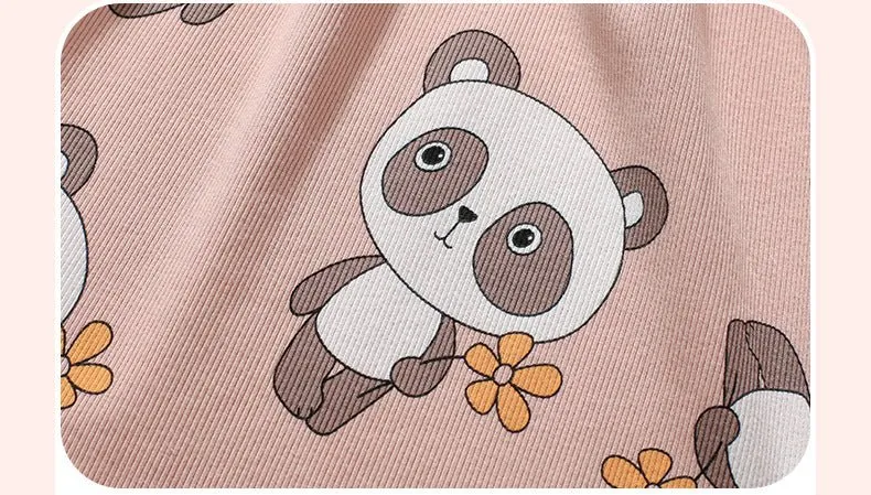 Toddler/Kid Girl's Long Sleeve Cartoon Panda Print Design Dress