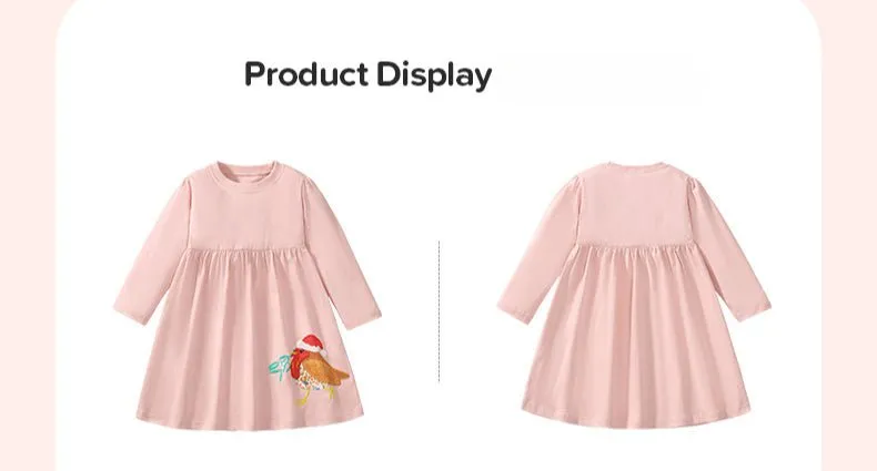 Toddler/Kid Girl's Long Sleeve Christmas Birdie Design Dress