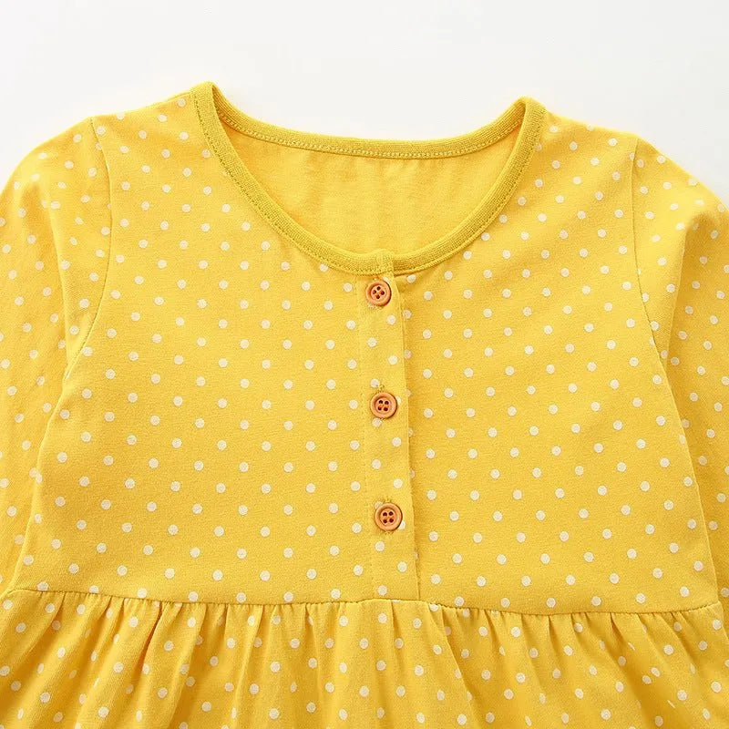 Toddler/Kid Girl's Long Sleeve Duck Embroidery Design Dress