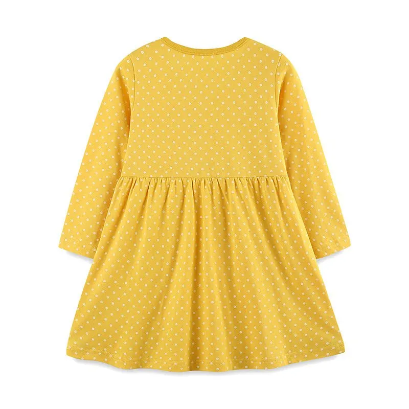 Toddler/Kid Girl's Long Sleeve Duck Embroidery Design Dress