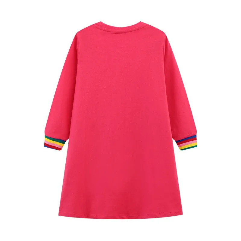 Toddler/Kid Girl's Long Sleeve Fashion Bag Pattern Design Dress