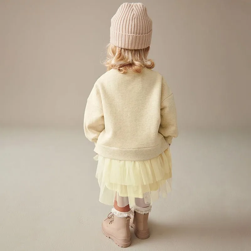 Toddler/Kid Girl's Long Sleeve Flower Print Yellow Dress