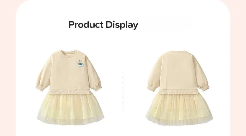 Toddler/Kid Girl's Long Sleeve Flower Print Yellow Dress