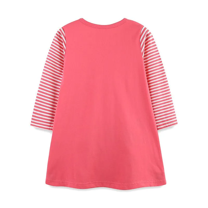 Toddler/Kid Girl's Long Sleeve Halloween Pumpkin Print Design Pink Dress
