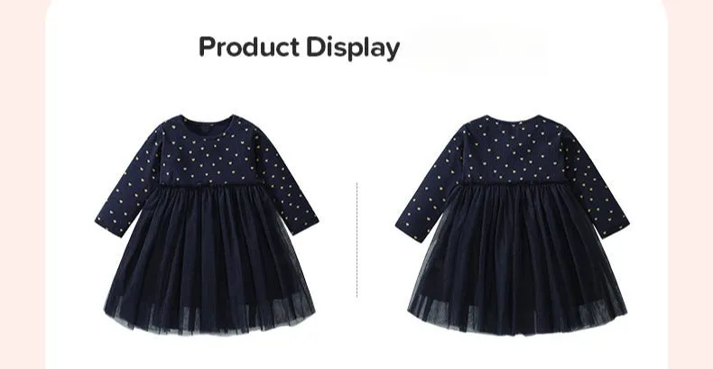 Toddler/Kid Girl's Long Sleeve Mini Hearts Print Design Dress (2 Colors)