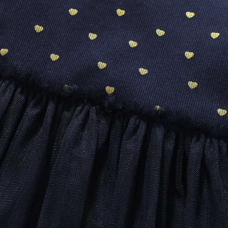 Toddler/Kid Girl's Long Sleeve Mini Hearts Print Design Dress (2 Colors)